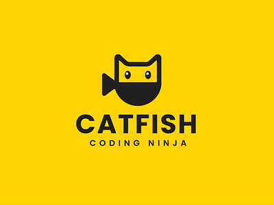 catfish animal branding cat coding cute fish logo negative space simple technology