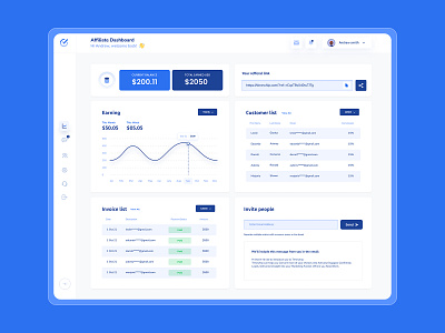 Affiliate Marketing Dashboard Design affilate affiliate affiliate dashboard analytics application case study crm data funds investments marketing panel payment product design referral referral dashboard referral system table leads tables web app