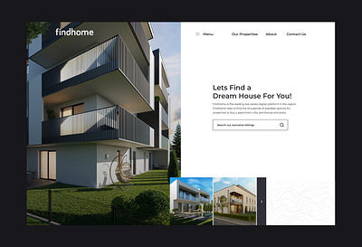 Findhome Real Estate Webpage branding building design graphic design illustration landingpage photography trend trending ui ux web webdesign website xd