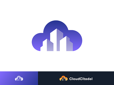 Cloud Citadel Logo brand citadel city cloud design gradient identity logo mark scraper sky symbol