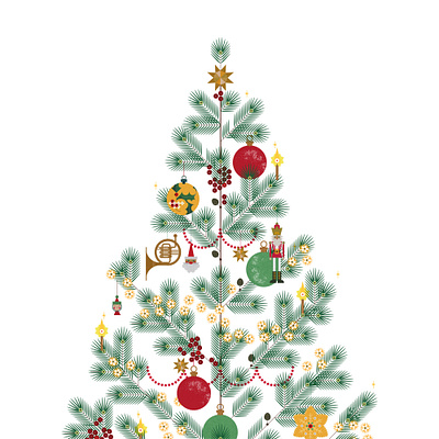 Christmas Tree christmas digital festive folioart illustration sally caulwell tree vector