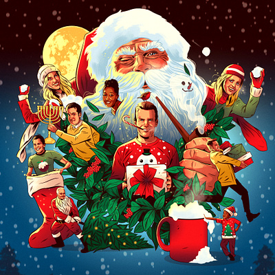 Father Christmas alexander wells christmas digital folioart illustration