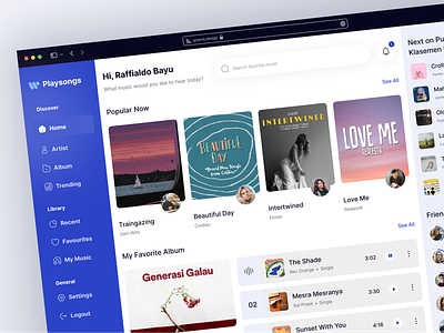 Dashboard - Playsongs album dashboard dashboard music listen music music music app music player music portal music streaming playlist playsong podcast podcast app singing song streaming sound spotify streaming track web design