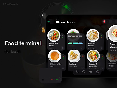 Food terminal (POS for tablet) + freebie blur dark theme dish flat food menu modern pos simple tablet tasty terminal ui video