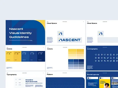 Rebranding and Visual Identity for Nascent brand aesthetics brand guideline branding clear space colors creative branding design digital marketing gradient graphic design hierarchy icons illustration logo social media style guide type typography ui visual storytelling