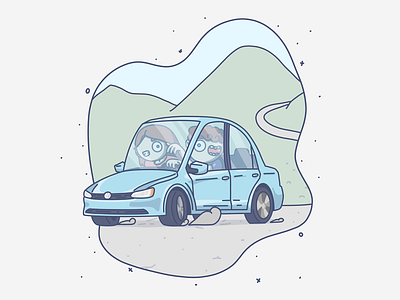 Trip car drawing funny illustration procreate travel trip