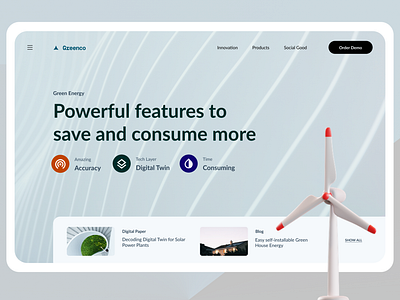 Green Energy - Landing Page♻️ 3d app art branding colors design gleb graphic design illustration inspiration landing minimal popular product design renewable ui ux vector web website
