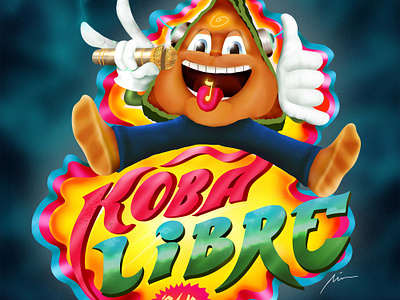 "Koba Libre" Festival in Madagascar (Logo) aerograph art branding cartoon character design children illustration color pencil design draw dream festival graphic design illustration logo madagascar music poster typography vintage water ink