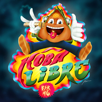 "Koba Libre" Festival in Madagascar (Logo) aerograph art branding cartoon character design children illustration color pencil design draw dream festival graphic design illustration logo madagascar music poster typography vintage water ink