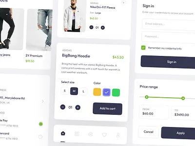 E-commerce App Components 3d app application branding clothes components design ecommerce flat graphic design illustration light minimal mobile mobile app motion graphics shop store ui uikit