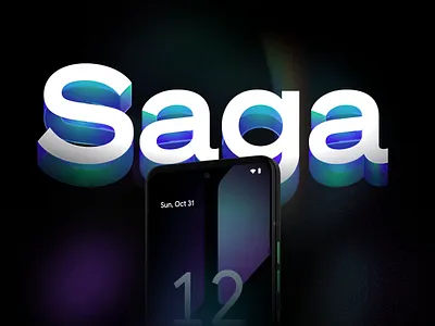 Saga Glass Reveal crypto dark mode illustration solana typography web design web3
