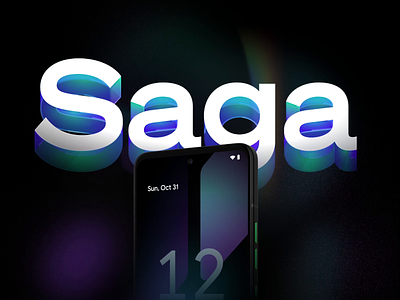 Saga Glass Reveal crypto dark mode illustration solana typography web design web3