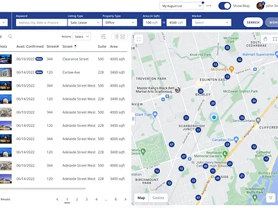 Real-estate search portal filters list listing map property realestate search