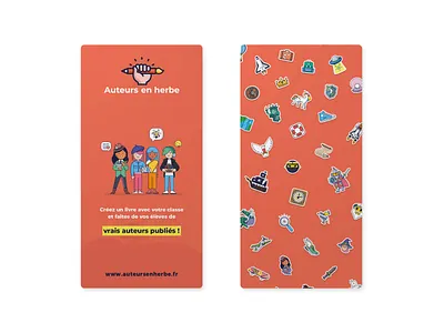 Auteur en Herbe roll-ups brand branding branding concept characters collection cute design fun graphic design icons illustration print design roll up vector visual identity