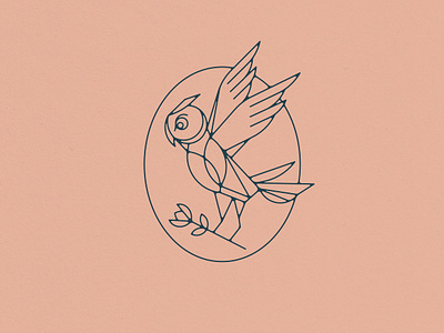 Geometric Owl Logomark (Unused Concept), 2022 animal badge bird brand identity branding design fly geometric illustration line art logo logomark owl shapes