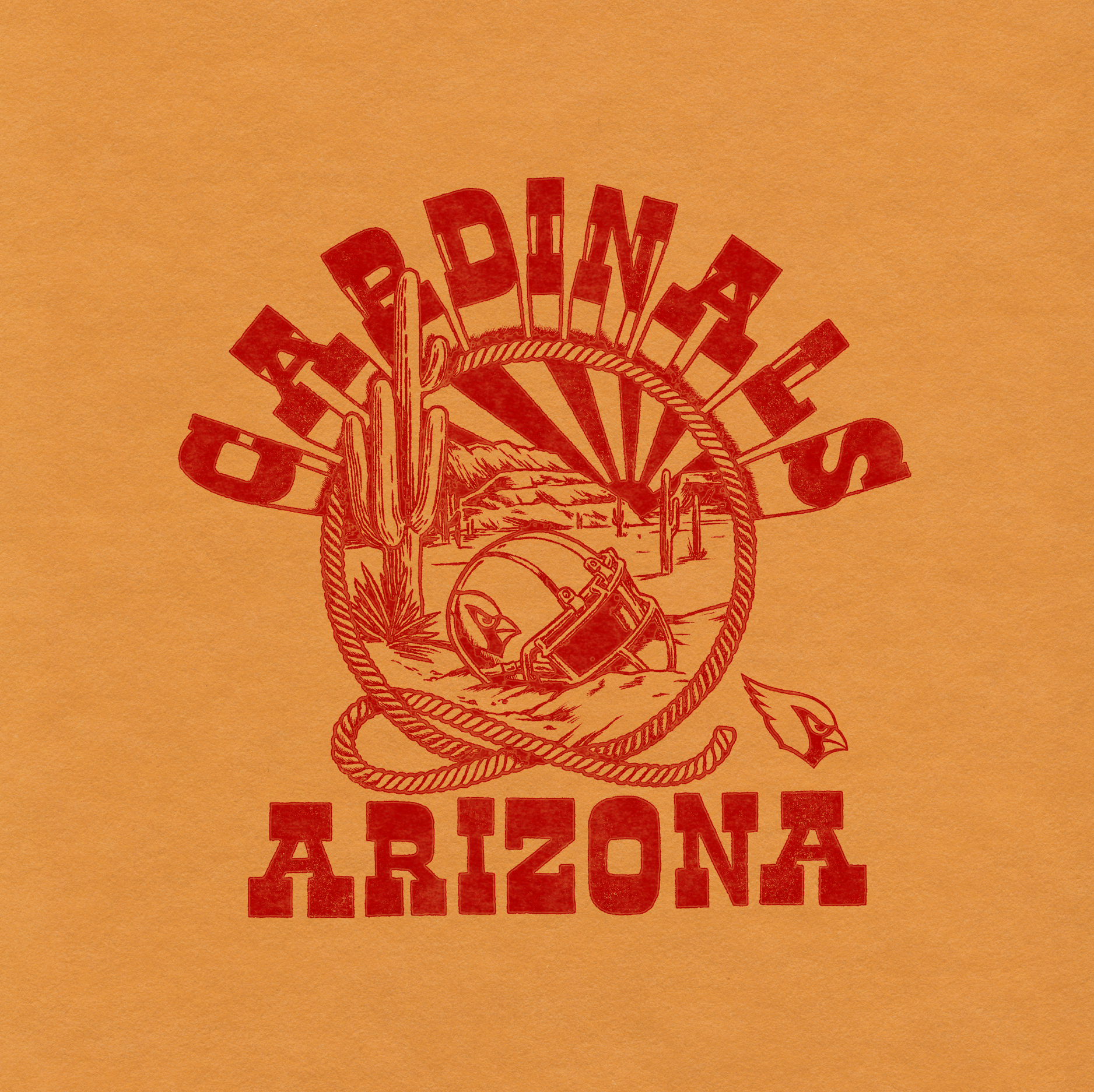 Arizona Cardinals arizona cardinals color country cowboy desert design football helmet illustration nfl red retro rope screen print usa vintage western yehaw yellow