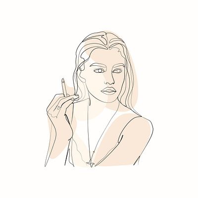Young woman smoking cigarette line drawing illustration design illustration line art line art illustration line drawing minimalist minimalist art vector art