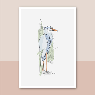 Great blue heron seabird vector line drawing illustration blue heron design great blue heron illustration line art line art illustration line drawing minimalist minimalist art vector art