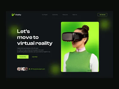 Vitality: Landing Page Hero artificial intelligence design future futuristic hero page landing landing page modern realistic technology ui user interface design virtual virtual realistic vr web website