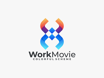 Work Movie app branding design graphic design icon illustration logo ui ux vector wm coloring logo wm logo