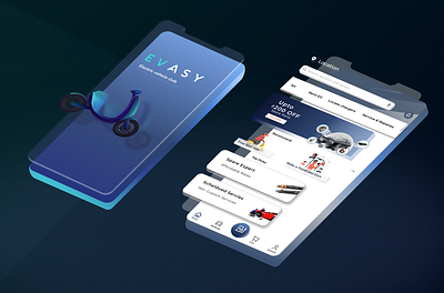 EVASY - EV Mobile App Concept 3d app blue charging charging station design electric electric car electric vehicle ev charge ios isometric location map scooter ui uiux ux