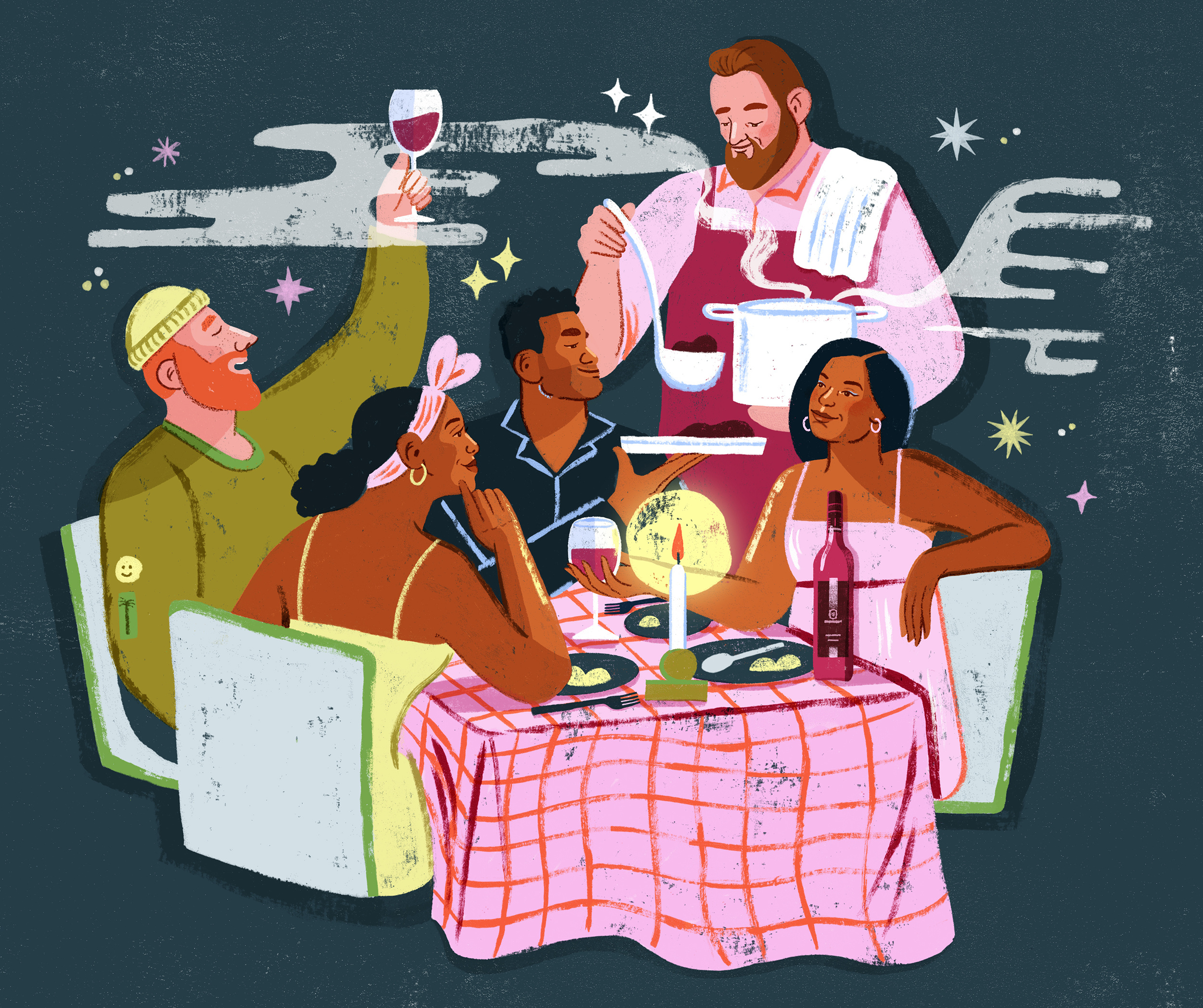 On My Terms character digital dinner editorial folioart food illustration olivia waller texture