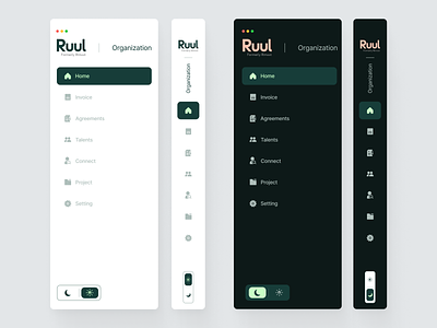 Sidebar navigation Ruul app branding color design illustration iphone logo page ui web