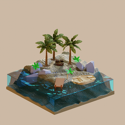 Tropical scene 3d 3dmodel art blender landscape scene