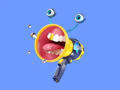 Promotion 3d blender character color concept cycles eyes funny illustration light loud offer promo render scream sell smile speaker stylize voice