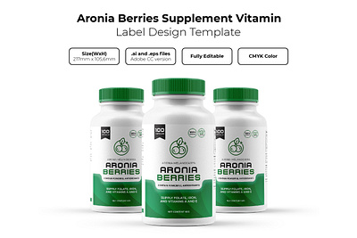 Aronia Berries Supplement Vitamin Label Design Template aronia berries branding design graphic design label label design logo packaging supplement vitamin