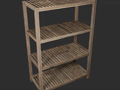 Wooden Storage Shelves 3D Model display furniture modern storage wood