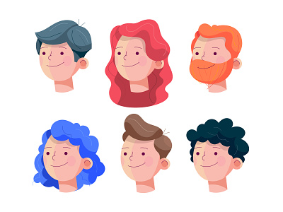 2d flat character design avatars, friendly vector illustrations animation avatars branding cartoon character design digital drawing faces flat flat design hairstyles illustration images motion graphics nft portraits profile simple vector