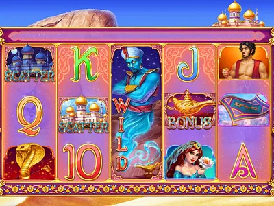 Main UI design for the Aladdin themed slot game aladdin slot aladdin symbols aladdin themed casino art casino design design ui gambling gambling art gambling design game art game design game reels graphic design illustration reels slot design slot game reels slot machine slot reels ui