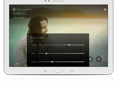 Samsung Milk Music - Tablet App (Fine Tune Station) app design design management experience design information architecture interaction design mobile mobile apps music product design service design tablet ui user experience user interface ux ux design visual design
