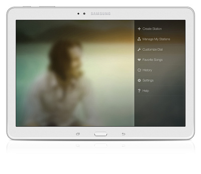Samsung Milk Music - Tablet App (Menu) app design design management experience design information architecture interaction design mobile mobile apps music product design service design tablet ui user experience user interface ux ux design visual design