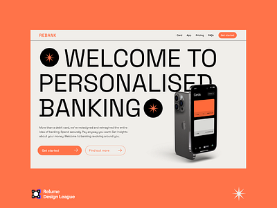 Relume Design Challenge - FINALS - Rebank Website Design branding design relume typography ui web webflow website