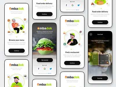 Mbadok - Delivery Food App 2fa app app design authentication clean illustration login mobile onboarding illustration onboarding screen onboarding ui scan card scanner screen splash splash screen splashpage splashscreen ui ux