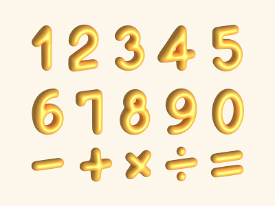Vector 3D golden numbers and symbols free freebie