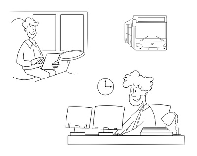 Elements for Bus Company App 2d app bus character design characters design driver illustration ui vector