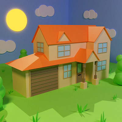 Simple House 3d 3dhouse blender blender3d blenderhouse cycles cyclesrender illustration simplehouse