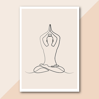 Lotus Yoga pose abstract line drawing wall art print free vector design illustration line art line art illustration line drawing minimalist minimalist art vector art