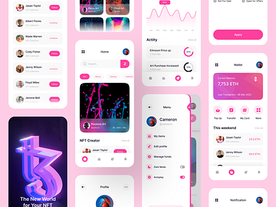 NFT Mobile App auction bitcoin blockchain cards cryptoart cryptocurrency eth ethereum finance futuristic glassmorphism mhrana200 nft nft app nft full app nft full page nft market token trade wallet