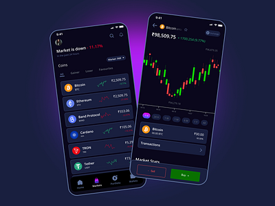 Crypto Trading App Ui design animation branding design figma graphic design illustration logo ui ux vector