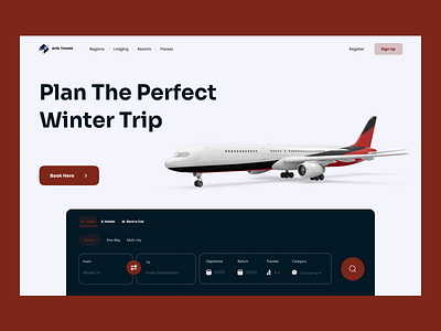 Artic Travel - Airline Booking Website aeroplane airline airline booking booking design landing page ticketing website