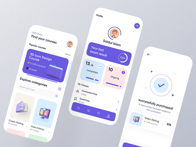 Bento: Online course app design by Saidul Islam on Dribbble