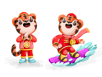 Tigers for Mercedes/Beijing Olympics. Character research cartoon character concept design illustration zutto