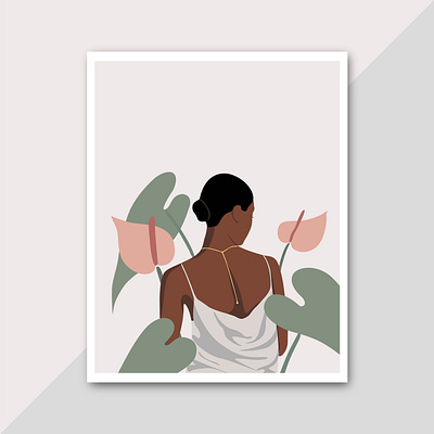 women with flower flat vector drawing wall art print free vector art illustration line art line art illustration line drawing minimalist minimalist art vector art