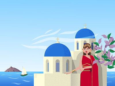 Santorini character illustration vector