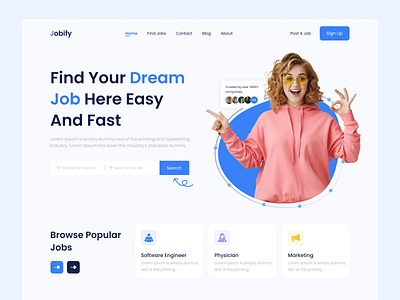 Job Finder Web Header Exploration career design header design hero section hiring homepage job finder job listing job platform job portal job ui job website landing page minimal minimal ui ui ui design web web design website