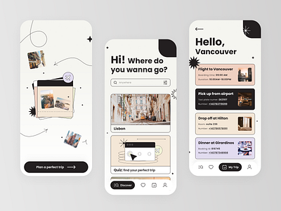 Travel app app concept design plan travel trip ui ux vancouver
